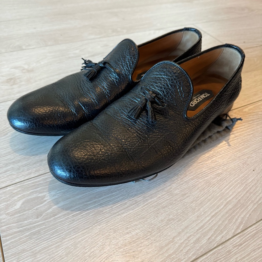 TOM FORD Nicolas buffalo grain loafers
